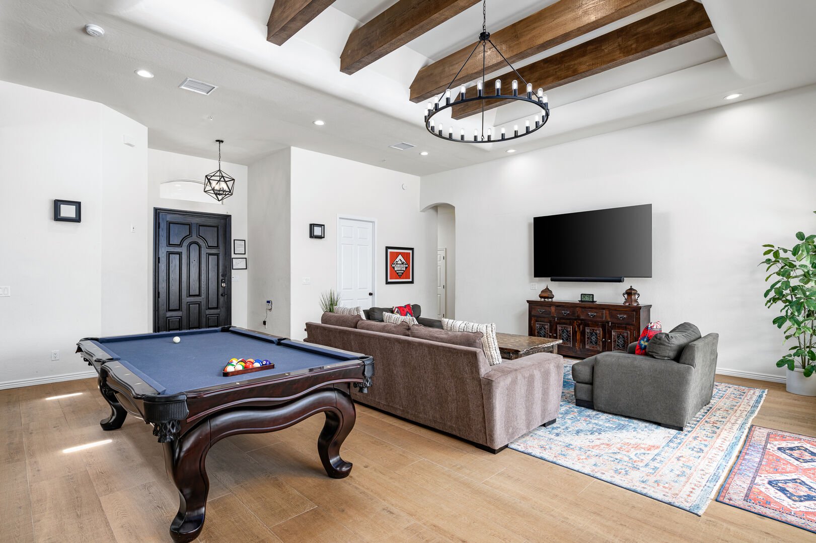 Pool table and living area