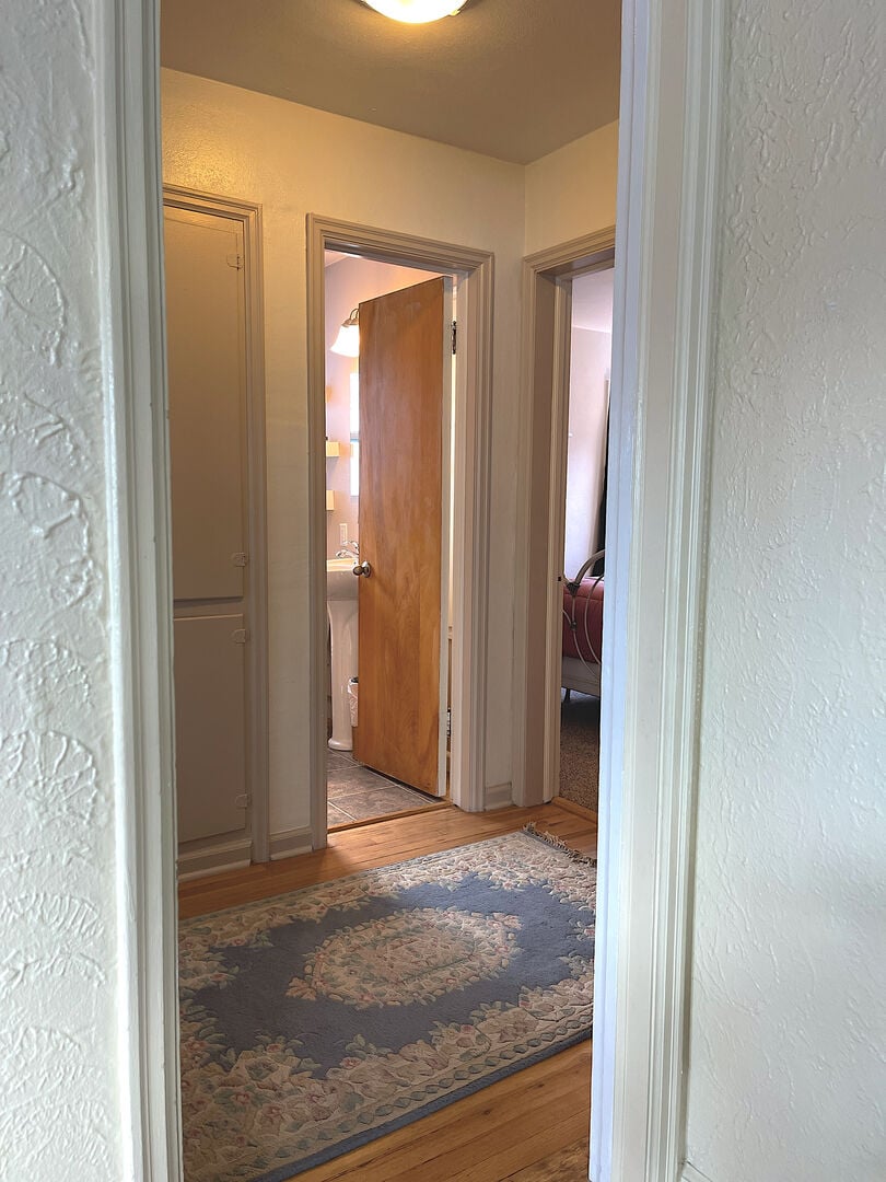 Hallway off Living Area to Bedrooms/Bathroom and Office