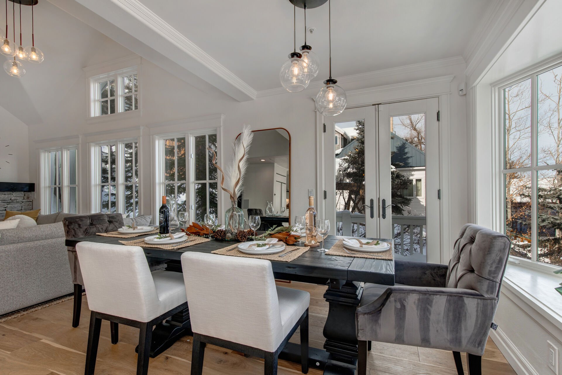Dining Area with a Bay Window with Old Town Views