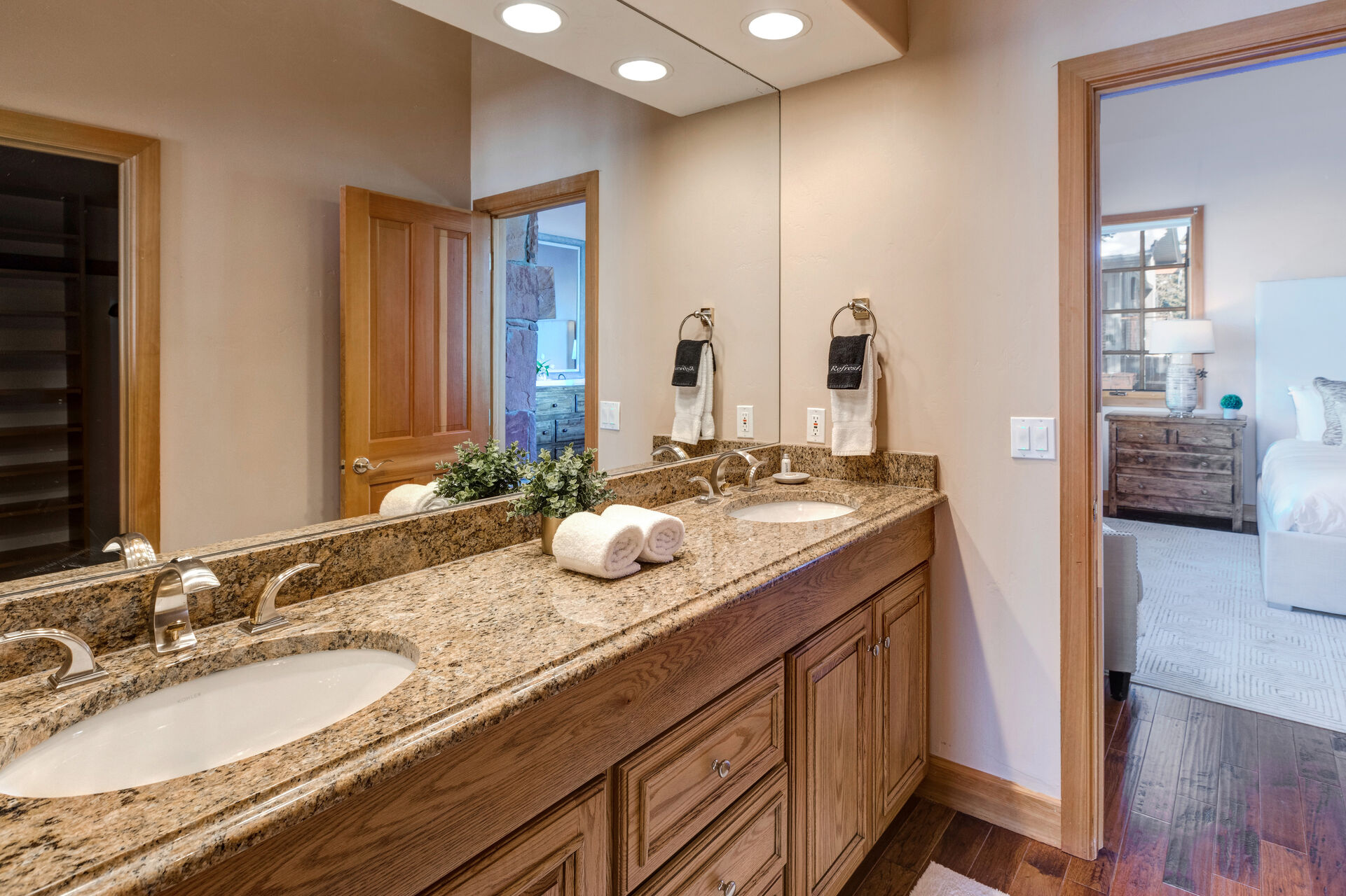 Master Bath with Dual Sinks and a Walk-in Shower