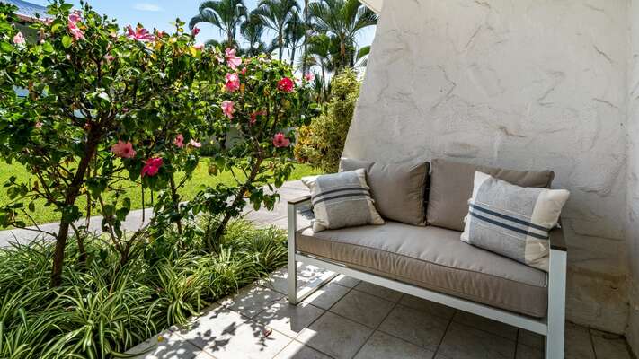 From your lanai, stroll down to the ocean where you can lounge in the sun and watch the waves