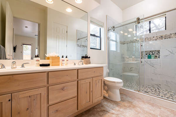 Master Bath with Two Sinks and Shower