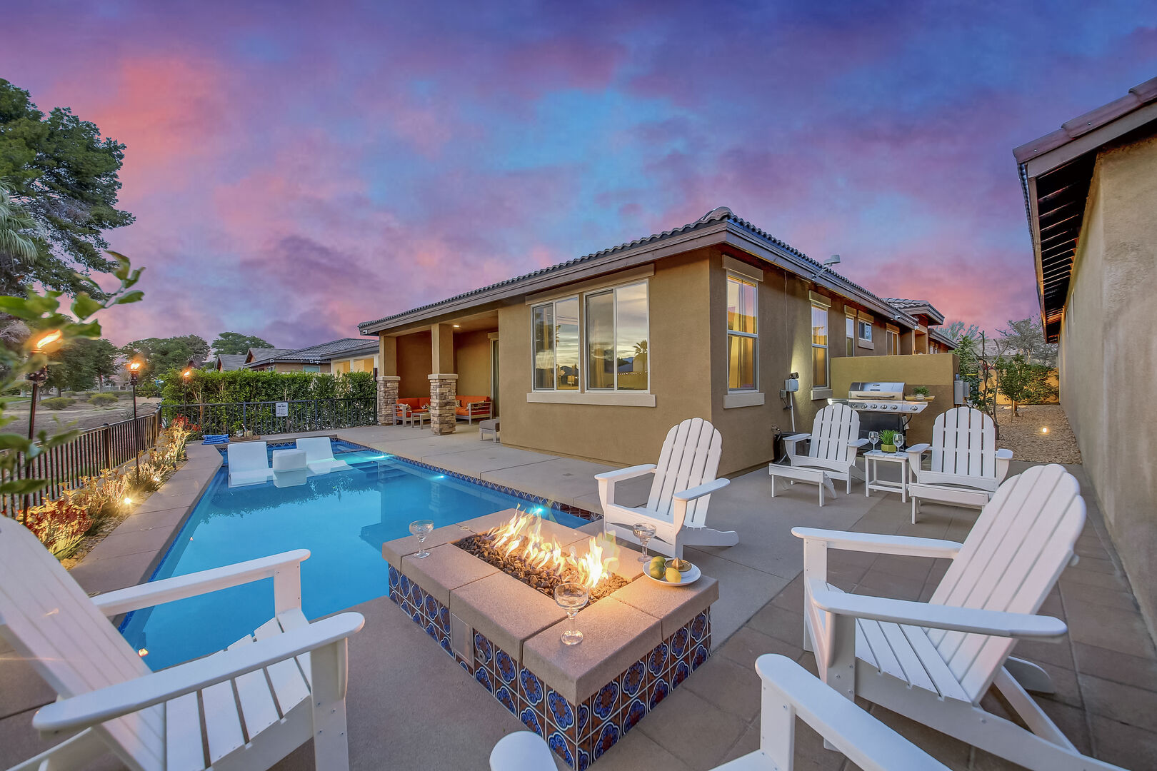 Take a walk around the gorgeous community and finish your nights watching the sunset behind the Santa Rosa Mountain Range.
