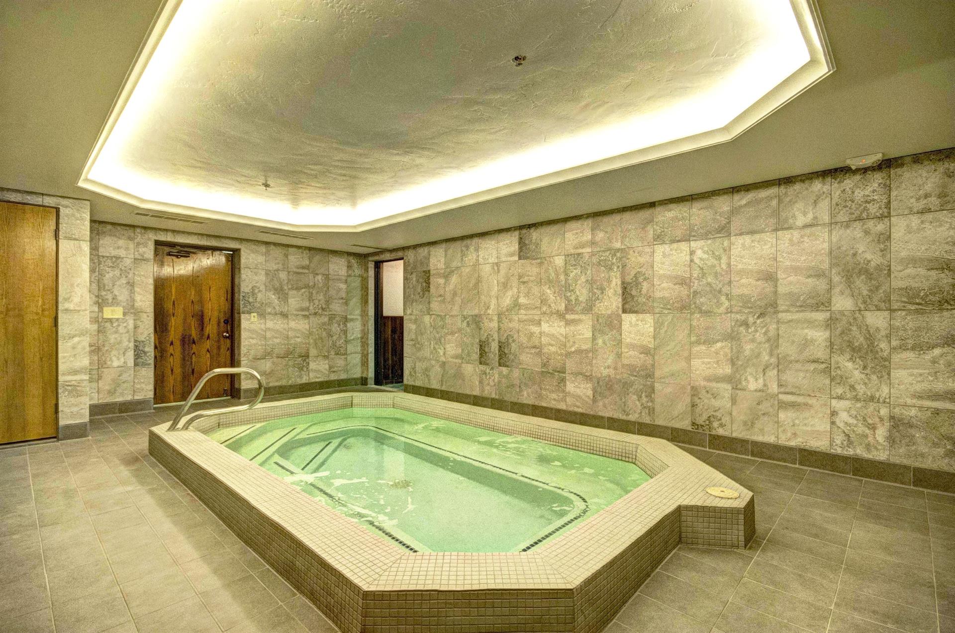 Indoor Hot Tub on the lower level of building 2