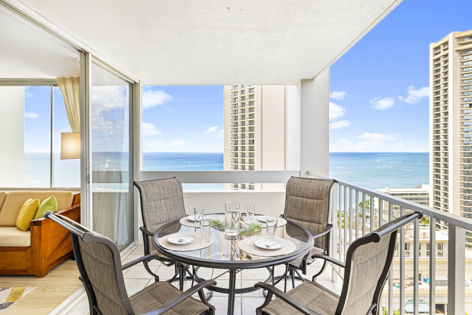 Enjoy the relaxing views of the ocean from your balcony!