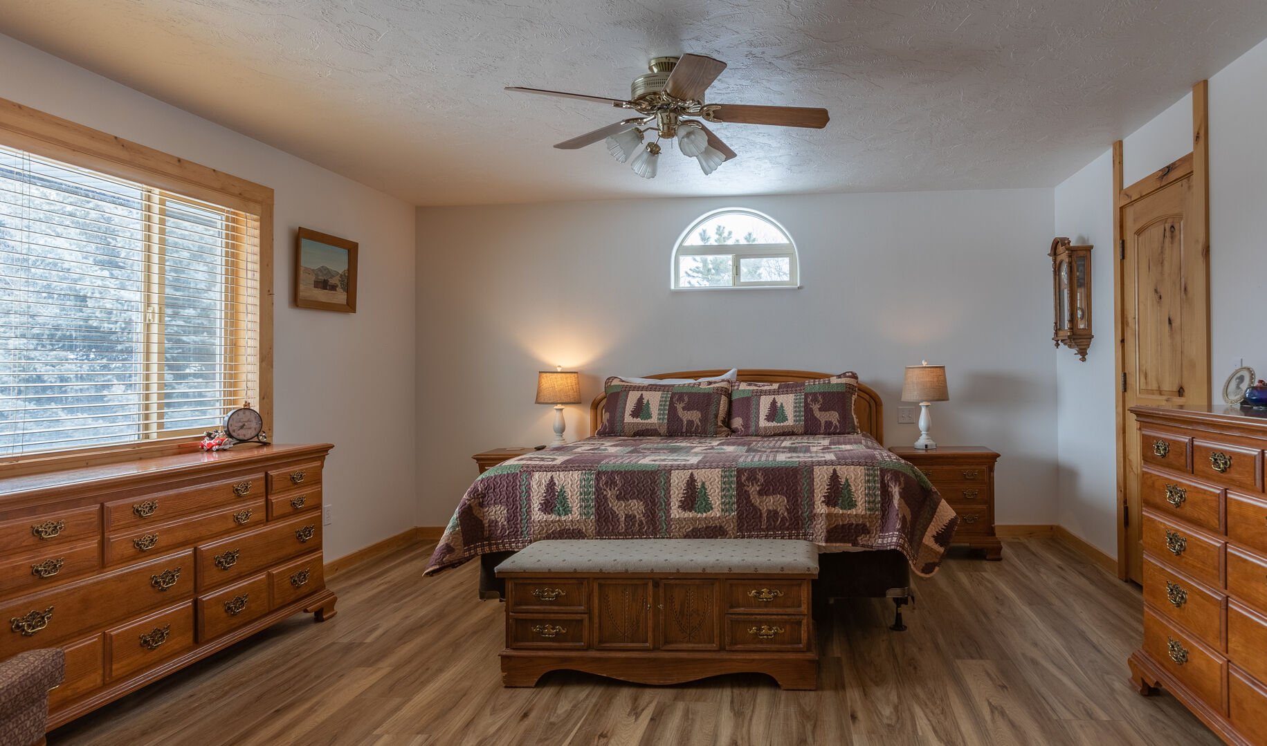 Chester Currents ~ master bedroom on main level w/ king bed & private ensuite bathroom