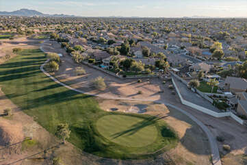 Your view from our backyard will be the 8th hole of the Western Skies Golf Club.