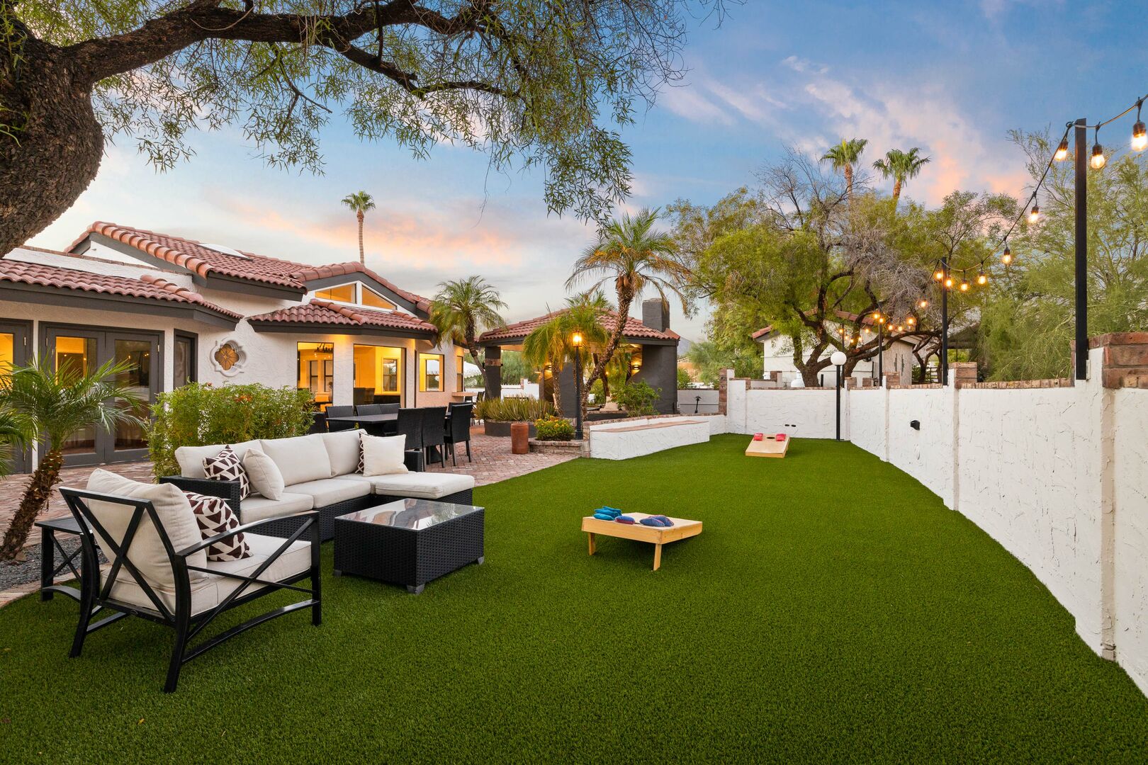 Outdoor Greenspace w/ Seating and Cornhole