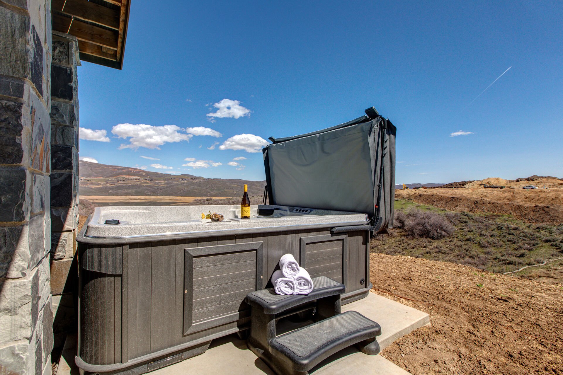 Peaceful Views While You Relax in the 8-Person Hot Tub