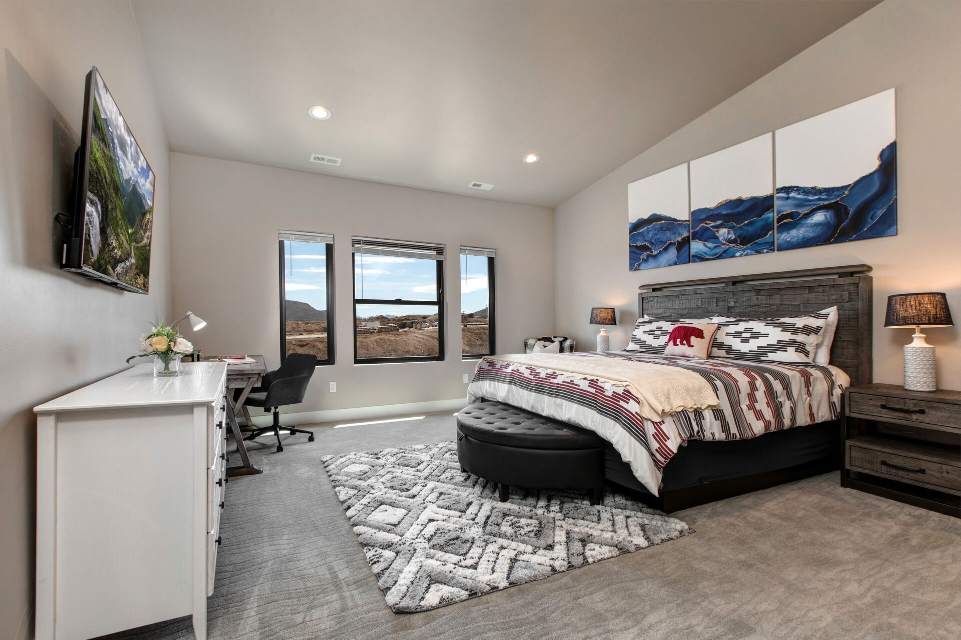 Upper Level Master Bedroom 2 with a King Bed and Smart TV