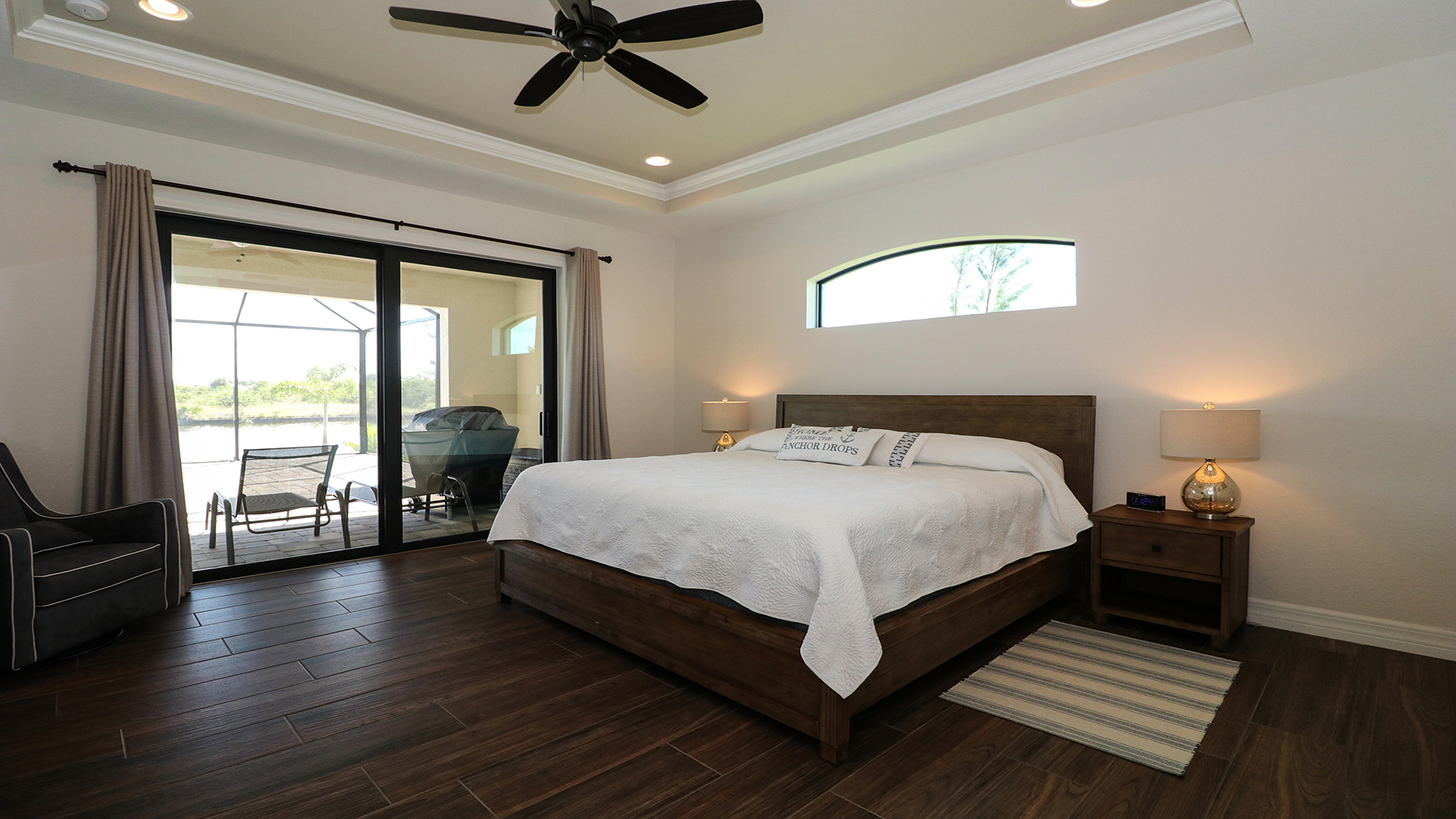 King master bedroom with patio access