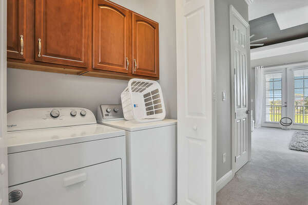 For convenience, there is a full-sized washer and dryer on the second floor.