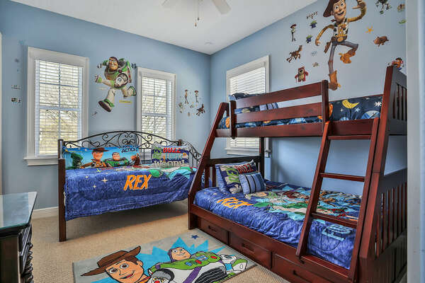 Kids will love this themed bedroom featuring some of their favorite classic characters.