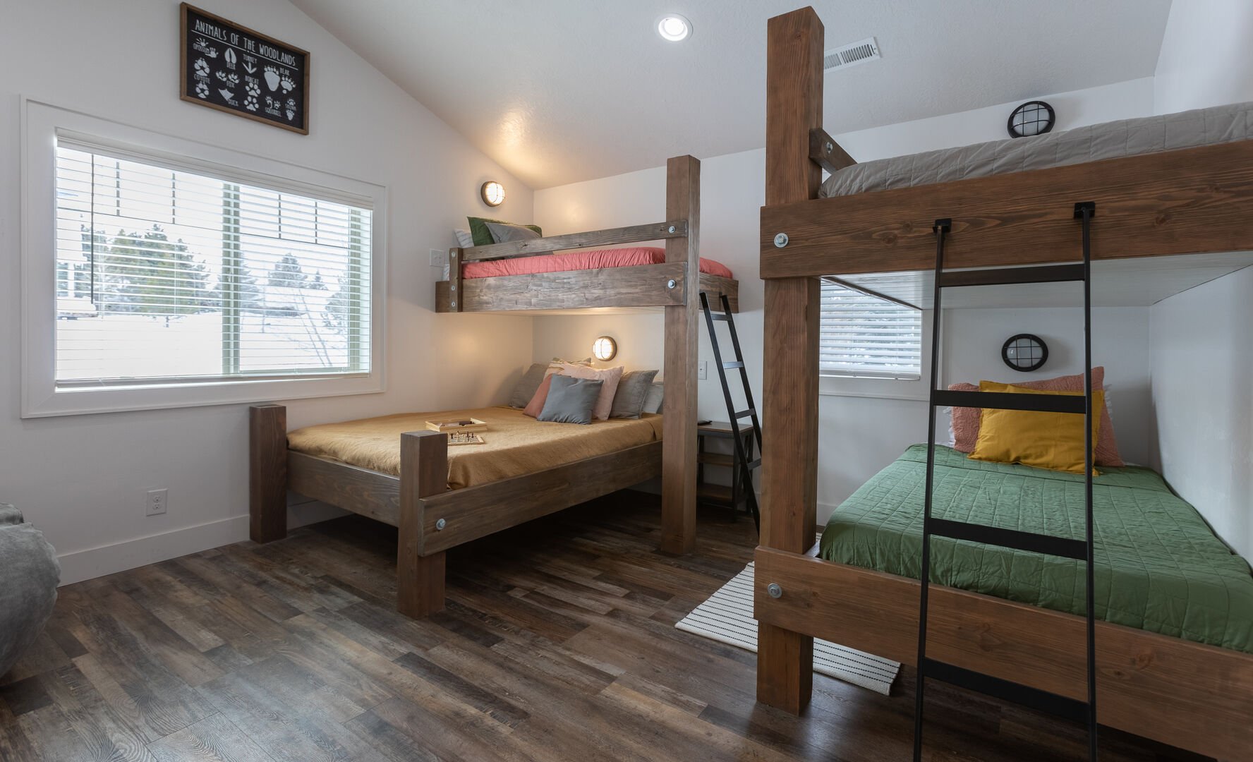 Cast Iron Moose ~ loft on upper level w/ single/single and single/queen bunk beds and Smart TV (considering this bedroom #4)