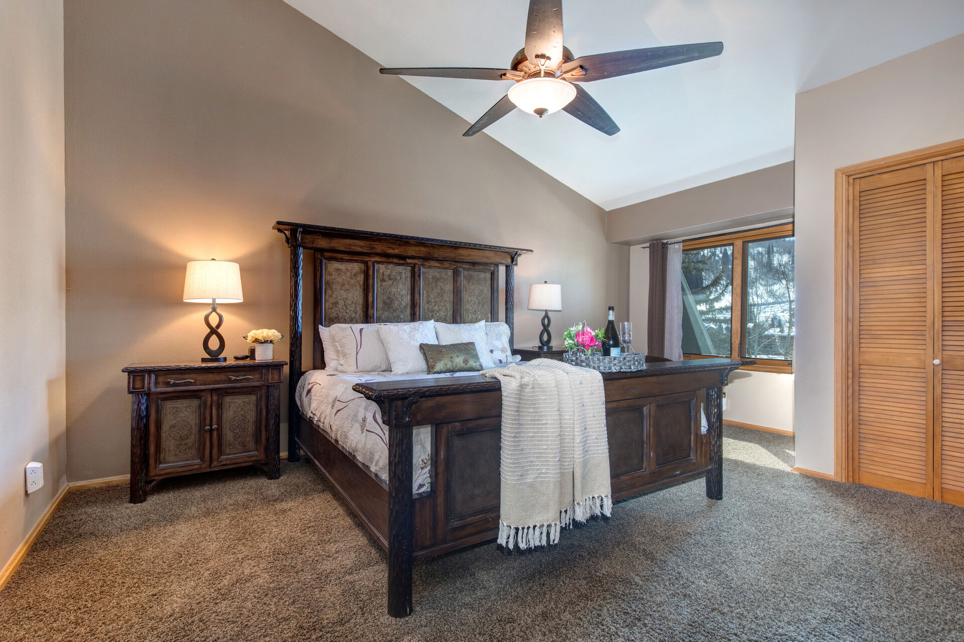 Upper Level Master Bedroom 1 with a King Bed and Mountain Views