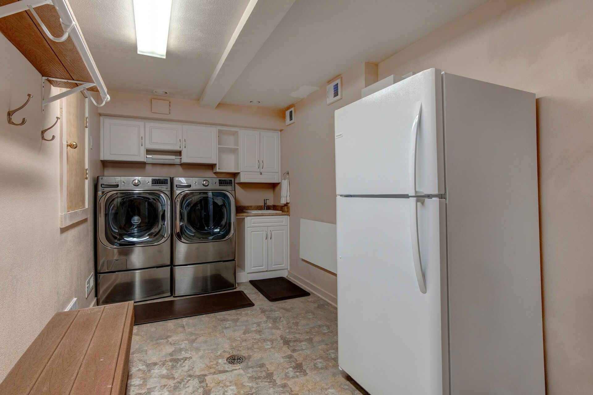Lower Level Laundry Room with a 2nd Refrigerator