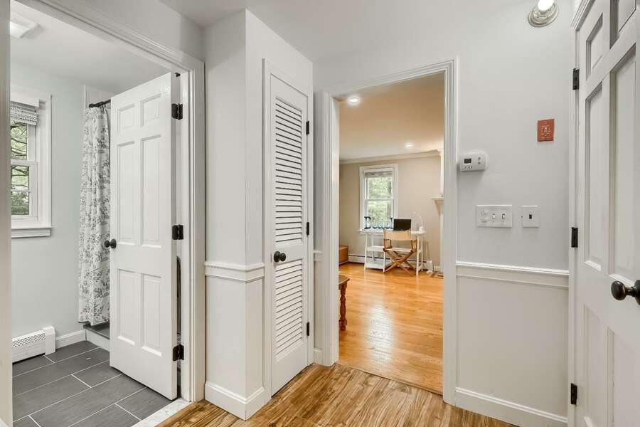 Back hall door to Bathroom #1--30 Kiahs Way- East Sandwich- Cape Cod-New England Vacation Rentals