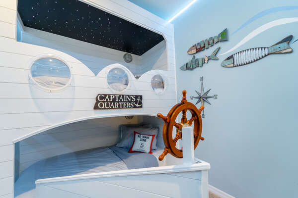 First of two themed children's bedrooms.  This room has a seafaring theme.