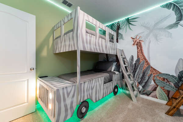 Second of the themed kid's rooms.  This one has a jungle explorer theme.