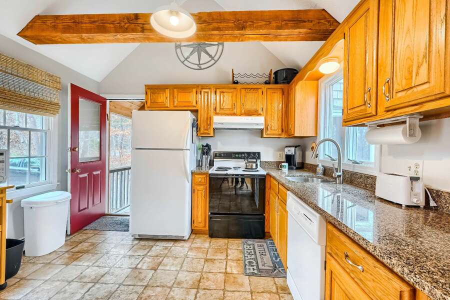 Kitchen with all appliances, fridge, dishwasher, stove , coffee pot, toaster-75 Candlewood Drive-Eastham-Cape Cod -