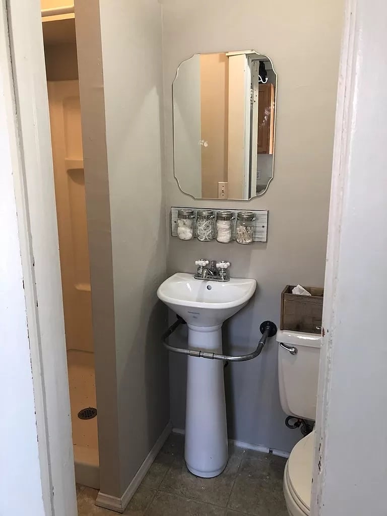 Bathroom with step-in shower