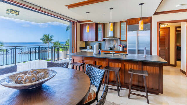 Your Fully Equipped Kitchen designed by Roy Yamaguchi with ocean view