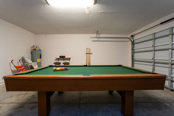 pool table located in garage area