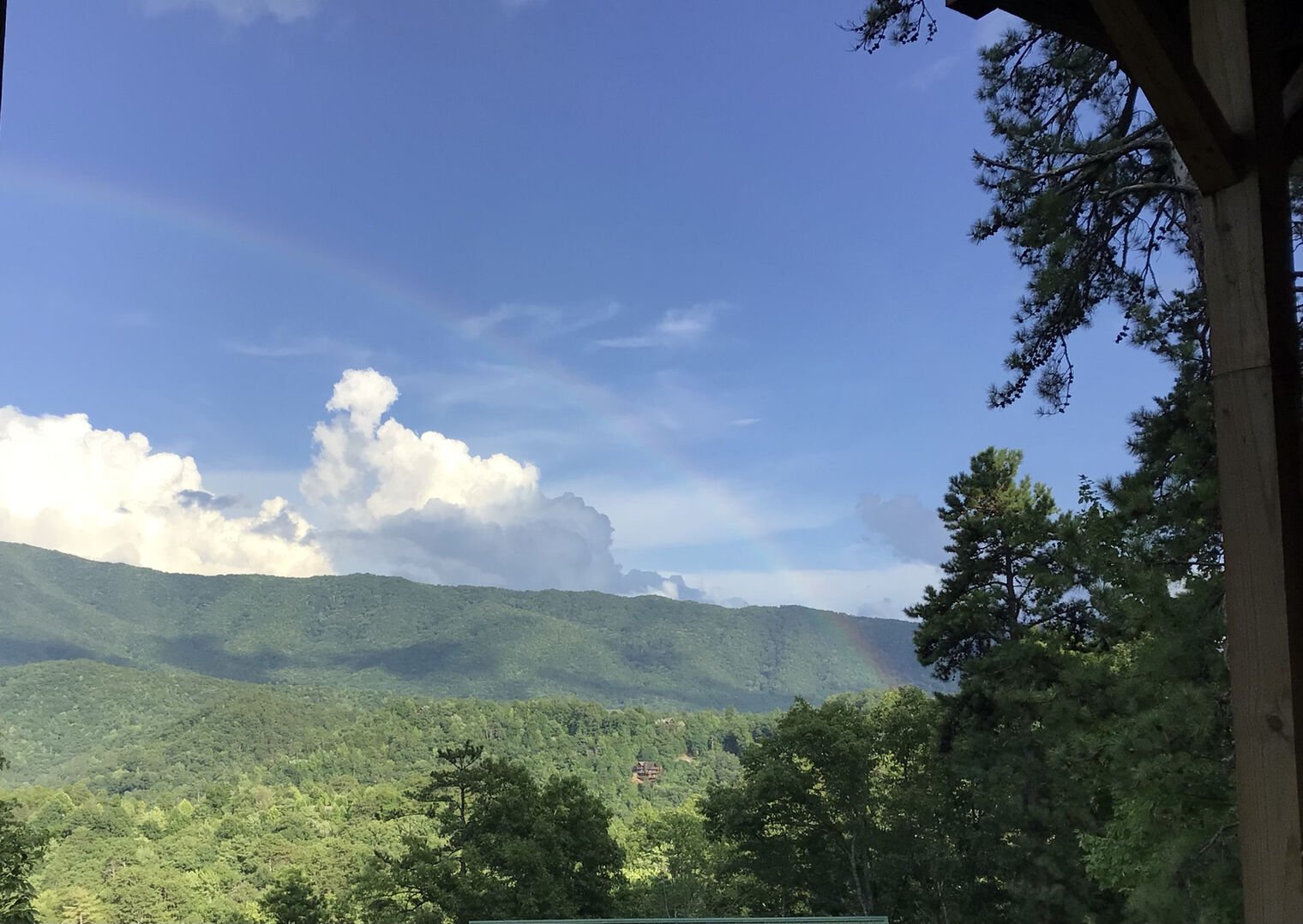 You can likely catch a view of a rainbow in the valley after a rain shower.