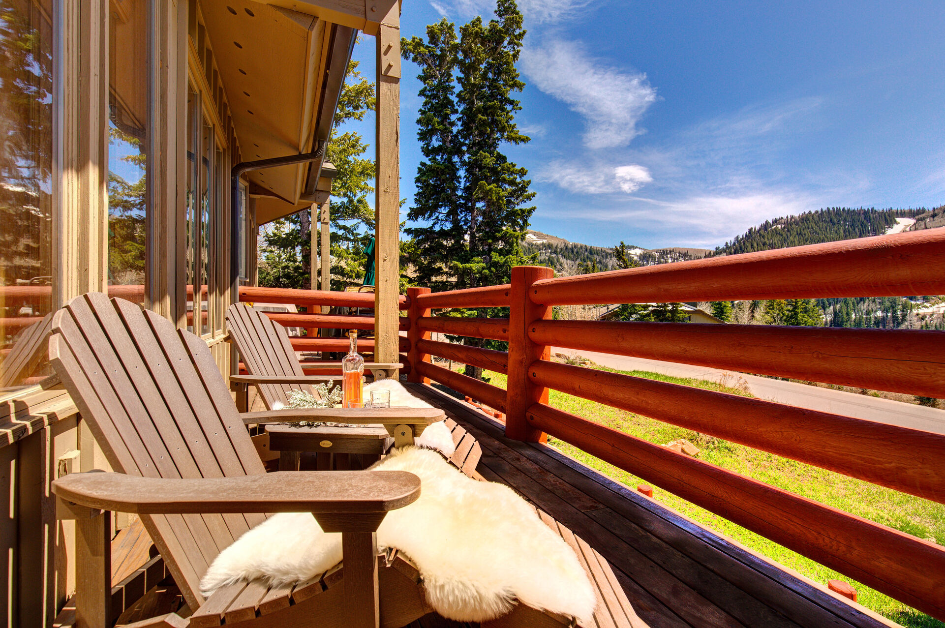 Private Main Level deck overlooking the resort with seating for two