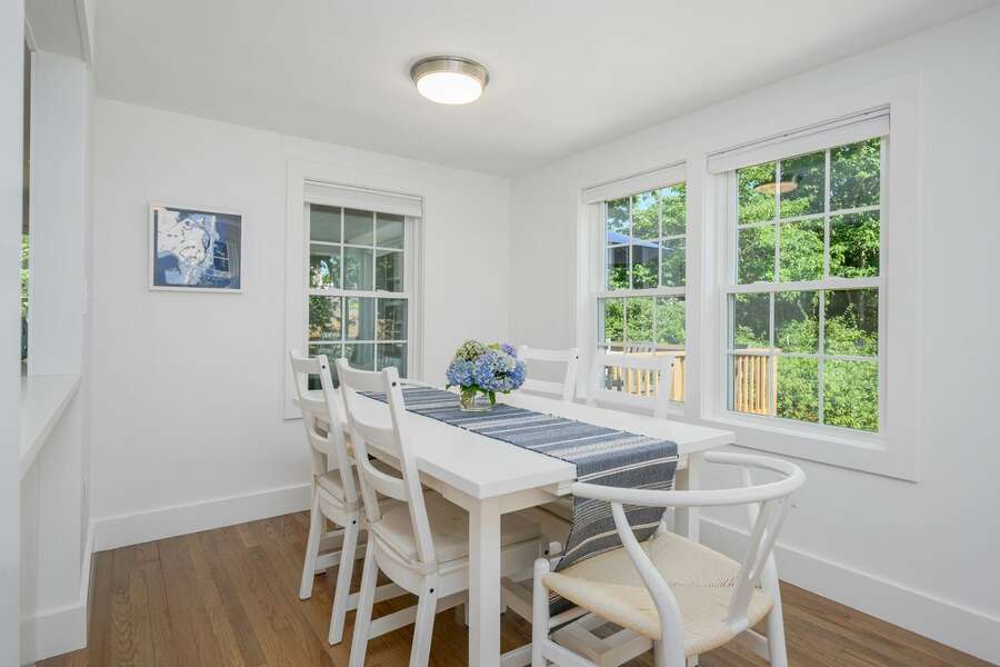 Dining table seat 10 with leaf-31 Bayview St- Chatham- Cape Cod