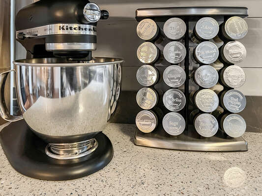 Kitchenaid mixer for baking and K-cups for that perfect cup of coffee.