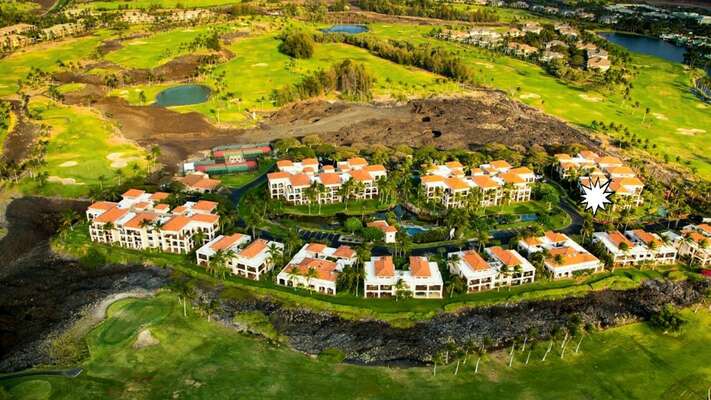 Arial view of The Shores at Waikoloa Beach Resort