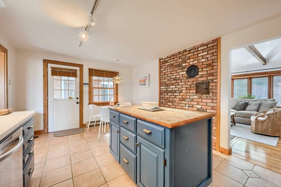 Kitchen with seating area for 4 access to living room-132 Horizon Dr - Chatham- Cape Cod
