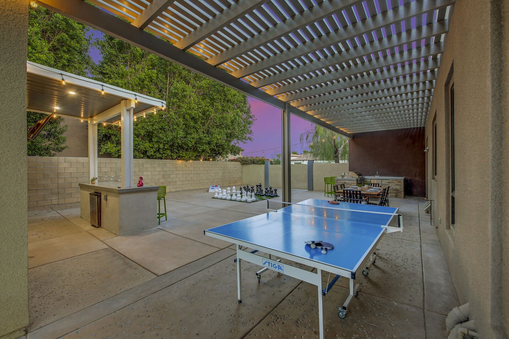 Challenge a friend to a competitive game of Bocce Ball or Ping Pong.