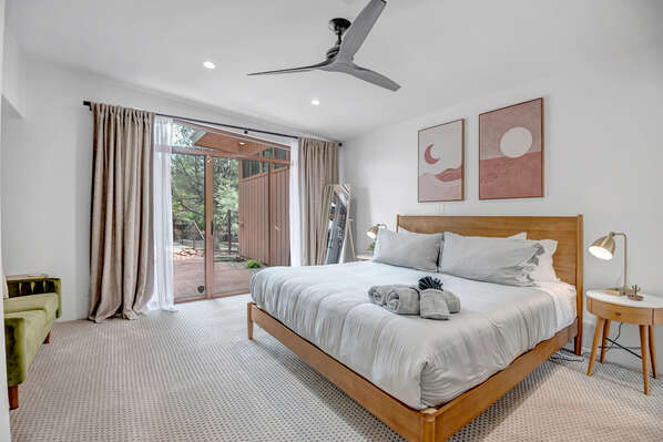 Master Bedroom with King Bed Room and Private Access to the Backyard