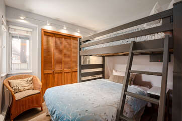 Third bedroom with a double and twin bunk