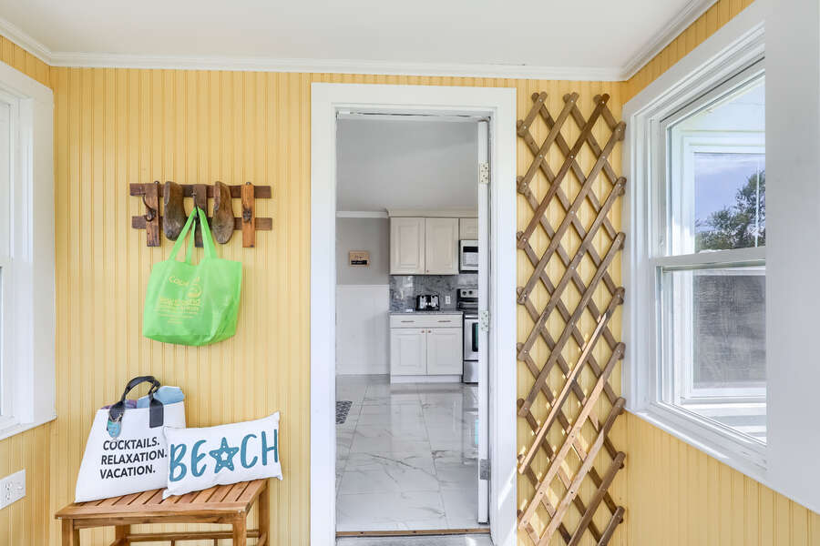 Enter in to the side porch at-191 Sea St Unit 1A- Dennisport-Cape Cod - New England Vacation Rentals