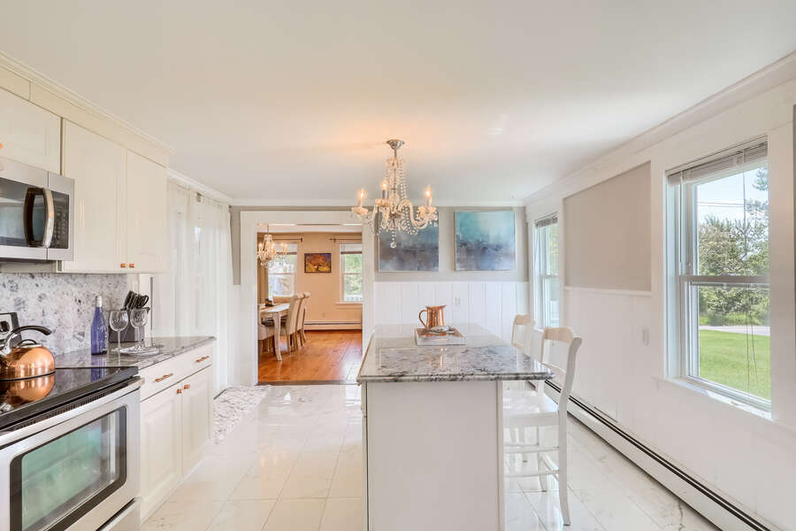 Kitchen with center island seating 2-191 Sea St Unit 1A- Dennisport-Cape Cod - New England Vacation Rentals