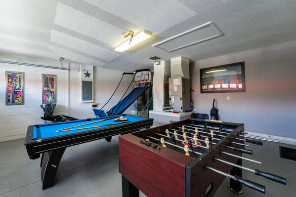 Games Room with Basketball, Foosball, and Pool table