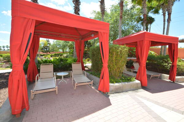 Private cabanas are first come, first served