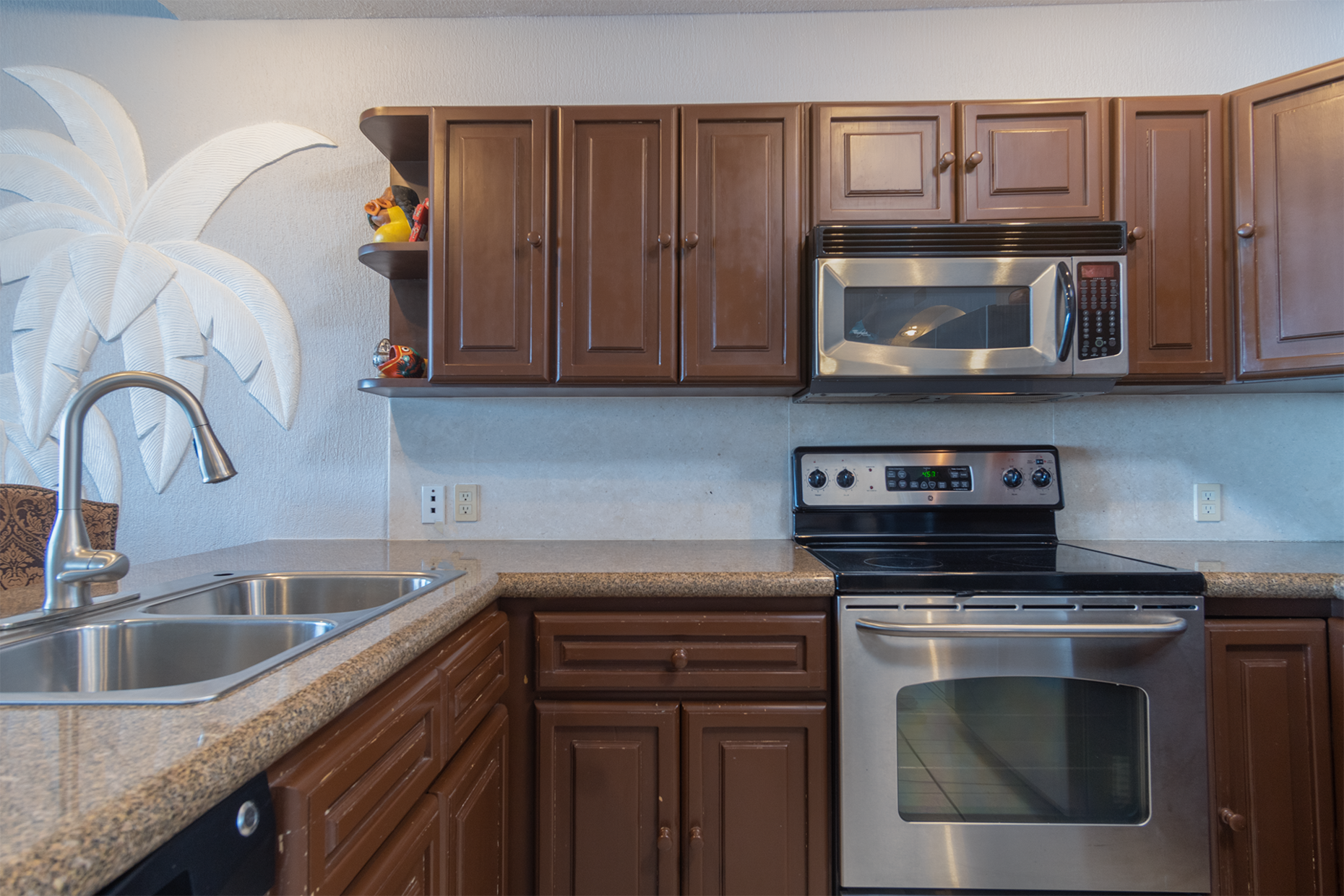 The kitchen is complete with all appliances, and more.
