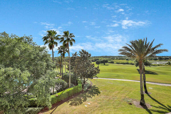 Take in beautiful views of the golf course, while enjoying a location close to the communal pool.