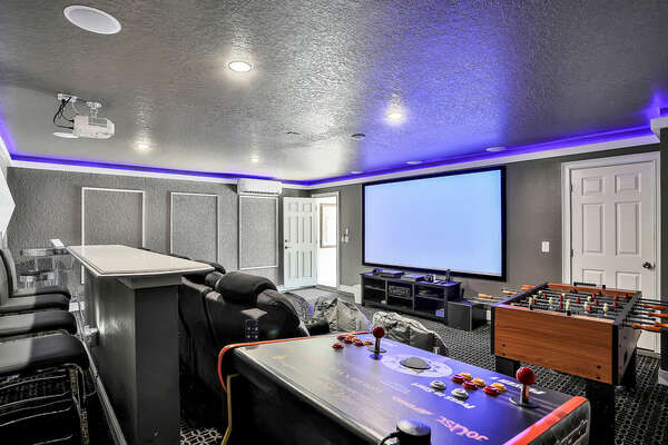 The combined theater and game room is sure to be a favorite for the whole family