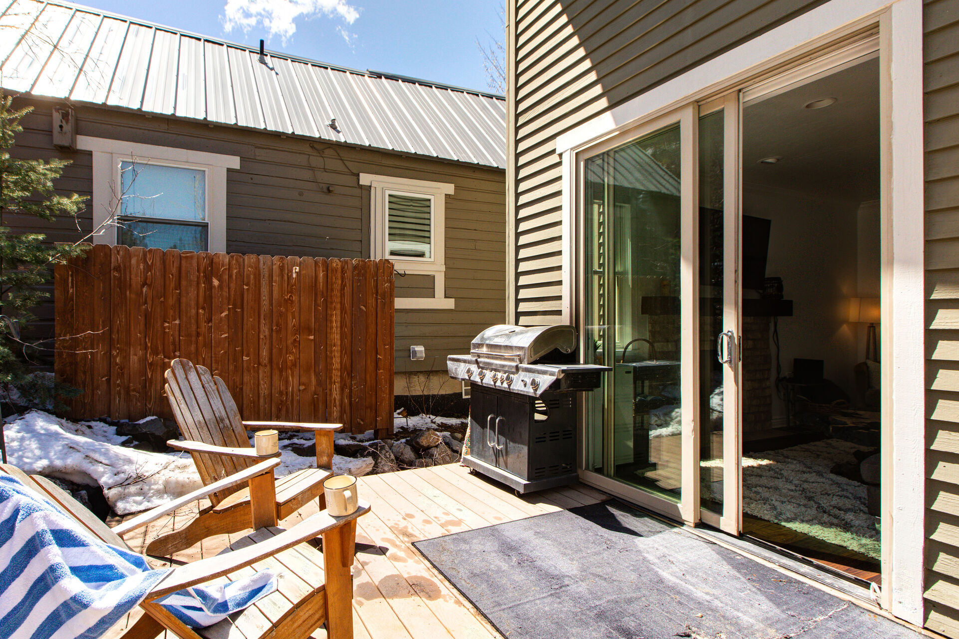 Private Patio with BBQ Grill, adirondack chairs, and private hot tub