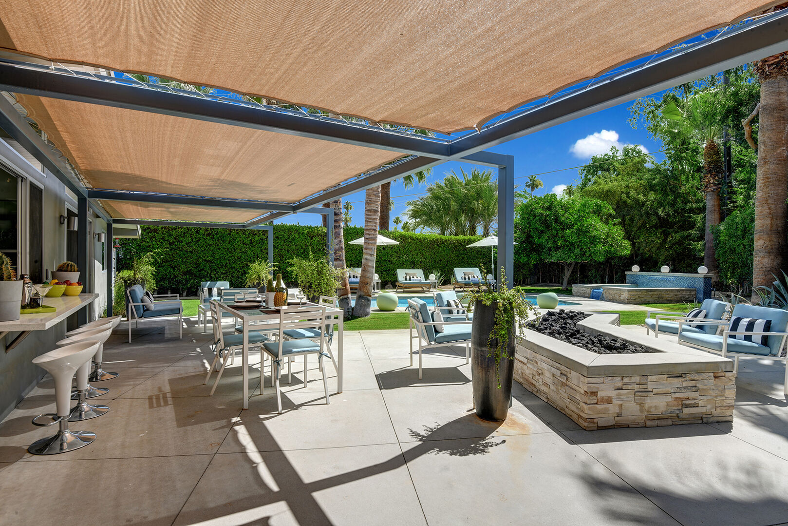 COVERED OUTDOOR DINING SPACE AND FIRE PIT