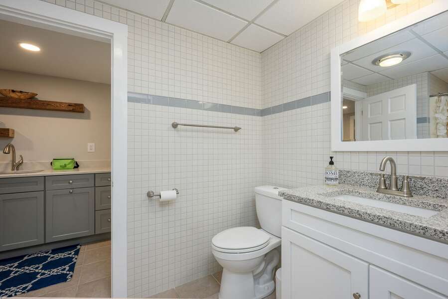 Jack and Jill Bathroom #4 with shower opens to lower level kitchen and sitting area with extra sleep sofa - 192 Great Marsh Rd Centerville Cape Cod