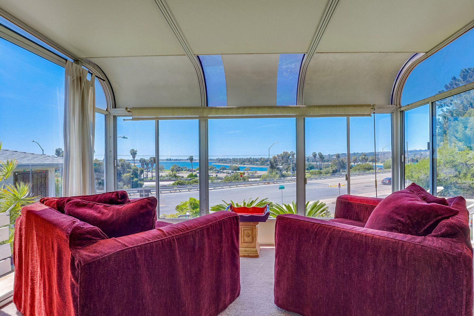 Cozy and bright sunroom with views of Mission Bay!