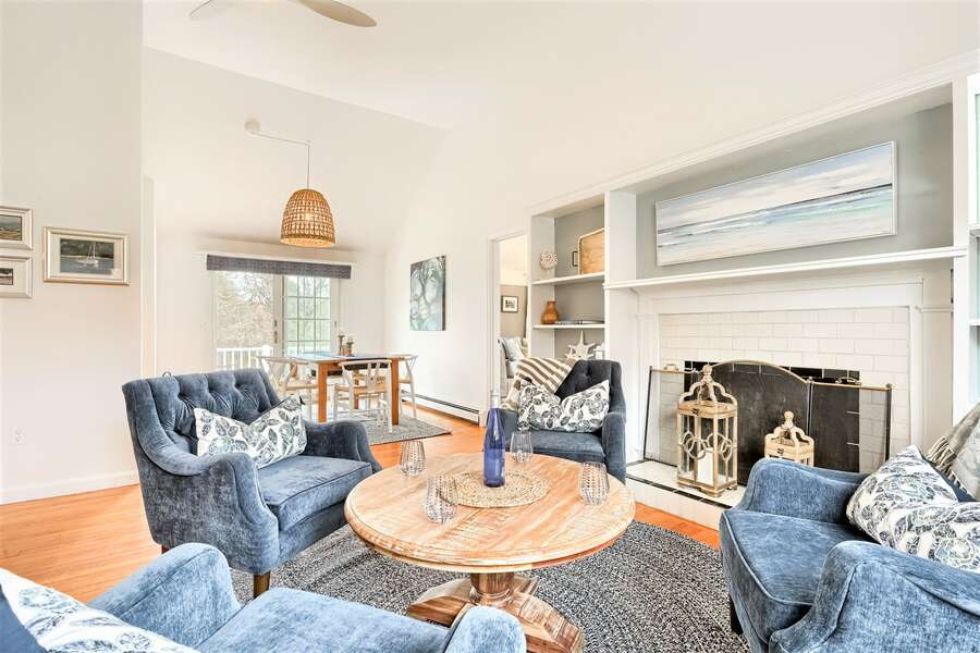 Cozy conversation area around the fireplace - 671 Great Fields Rd Brewster Cape Cod - Beach Glass - New England Vacation Rentals