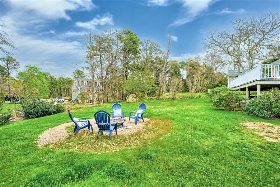 Fire pit and large yard at - 671 Great Fields Rd Brewster Cape Cod - Beach Glass - New England Vacation Rentals