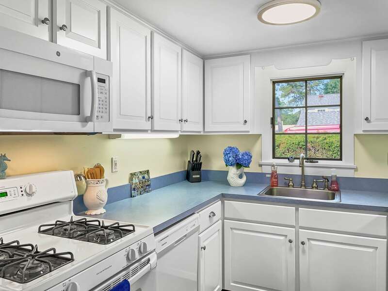 Kitchen with gas stove -77 Linden Lane-Osterville-Cape Cod-New England Vacation Rentals